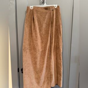 Geoffrey Beene Camel Faux Suede Maxi Skirt